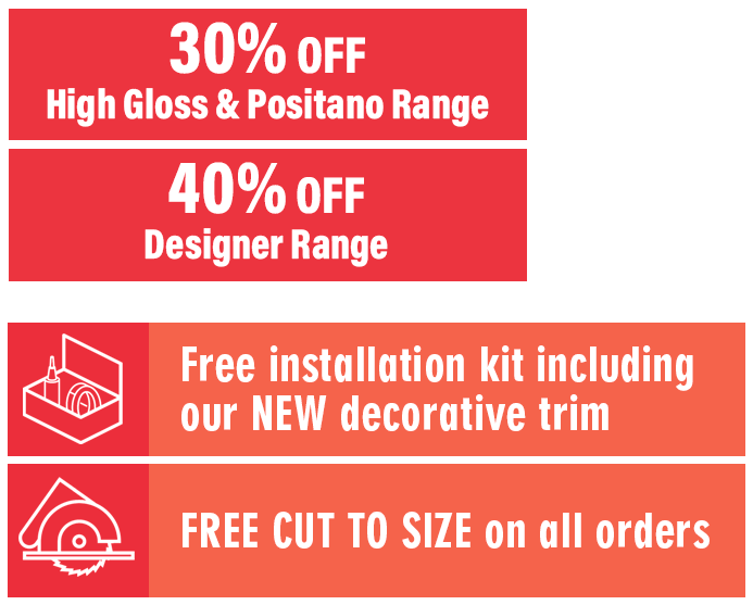 Free installation kit including our NEW decorative trim. FREE CUT TO SIZE on all orders.